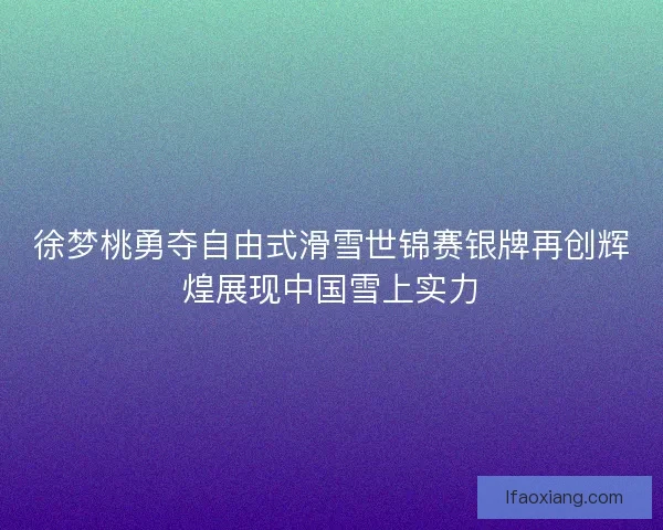 徐梦桃勇夺自由式滑雪世锦赛银牌再创辉煌展现中国雪上实力