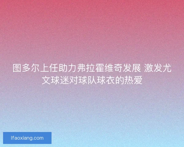 图多尔上任助力弗拉霍维奇发展 激发尤文球迷对球队球衣的热爱