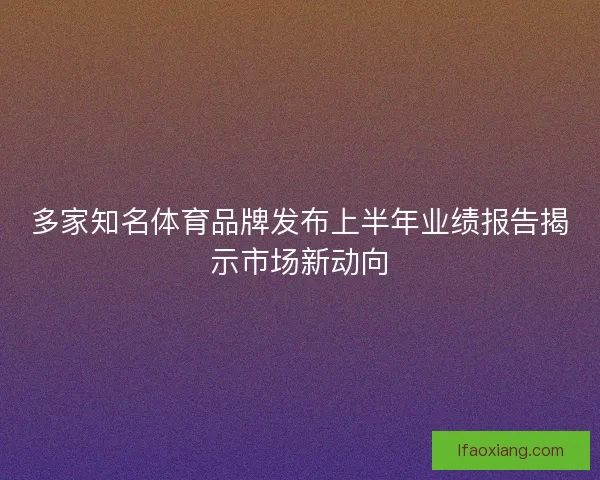 多家知名体育品牌发布上半年业绩报告揭示市场新动向