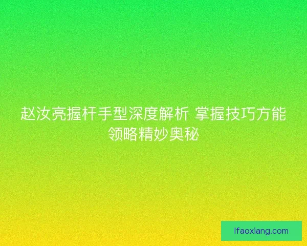 赵汝亮握杆手型深度解析 掌握技巧方能领略精妙奥秘 赵汝亮握杆手型深度解析 掌握技巧方能领略精妙奥秘
